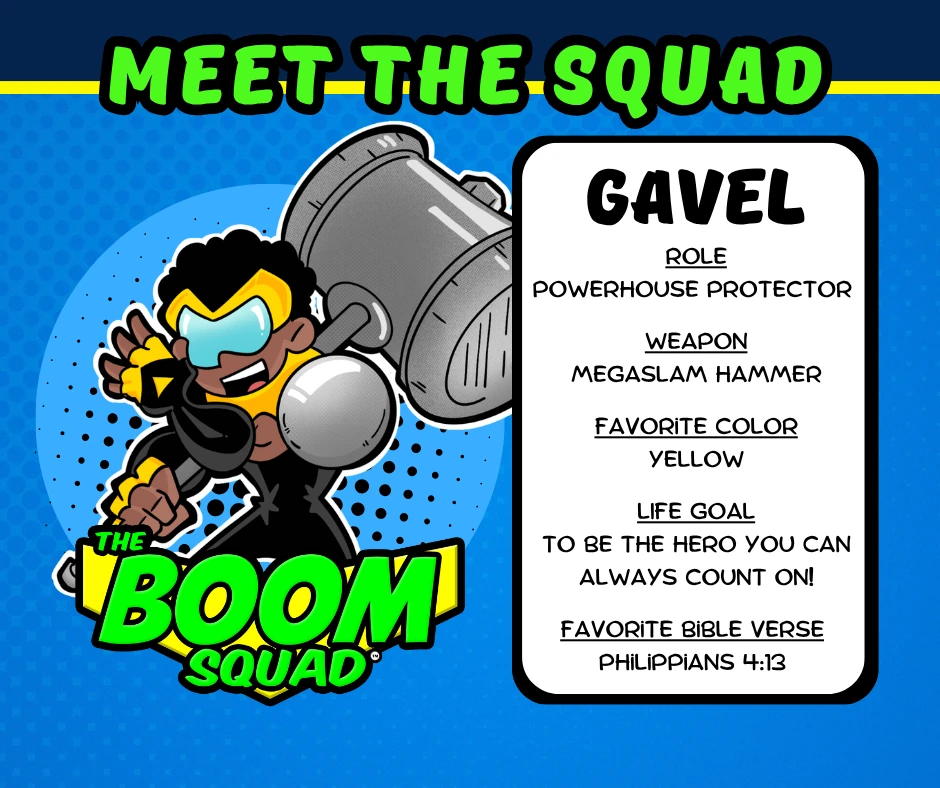 Gavel — Strength with purpose. Official Boom Squad trading card artwork.